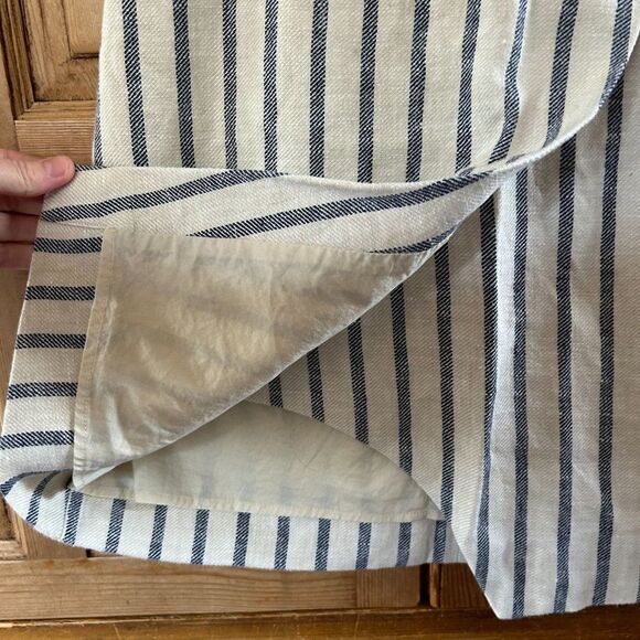 J.Crew 0 Skirt Blue White Stripe Linen Textured Zipper Mini Crossover Wrap Front - Picture 3 of 10